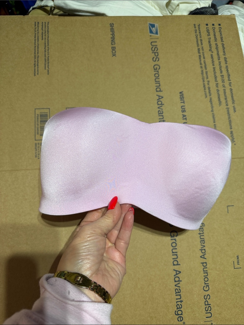 SKIMS Strapless Adhesive Bra — Light Pink Satin